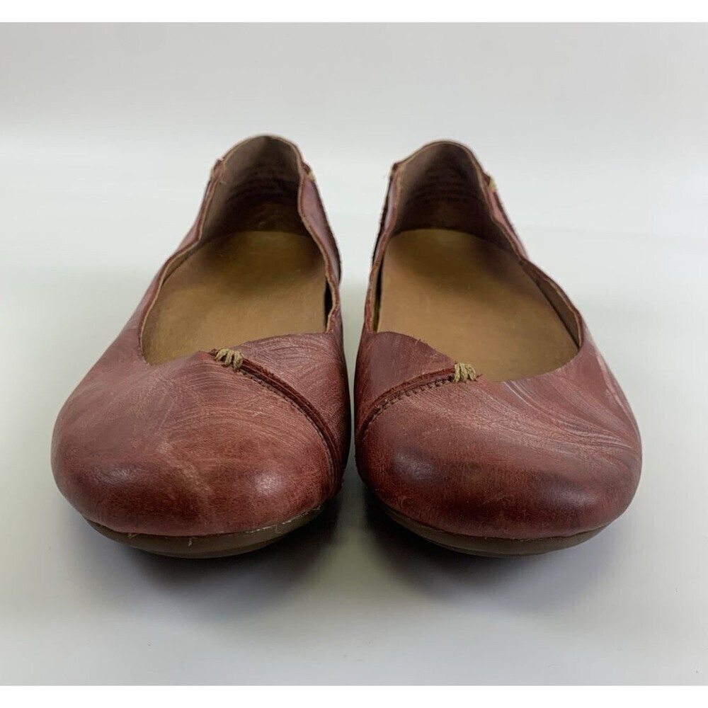Olukai Pueo Ballent Flat Brushed Red Leather Slip On Round Toe Comfort Womens 9 - Picture 3 of 12